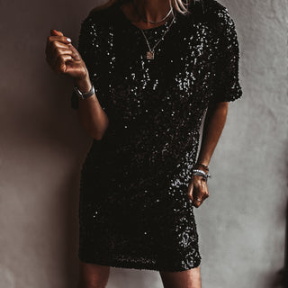 Relaxed Black Sequin dress *NEW*