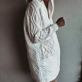 Tabitha quilted VINTAGE WHITE long jacket