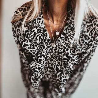 Dark Leopard ruffle Blouse *NEW*