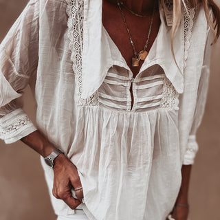 Vintage white sheer collar Blouse *NEW*
