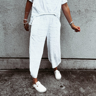 WHITE Lima linen pants