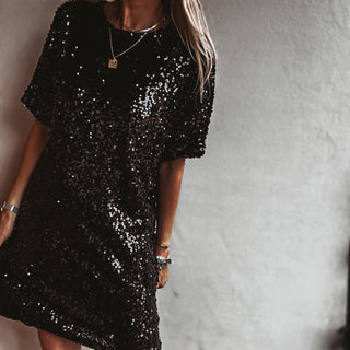 Relaxed Black Sequin dress *NEW*