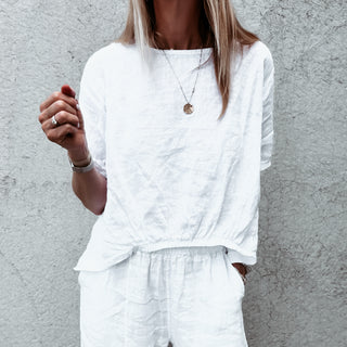 WHITE Lima linen top