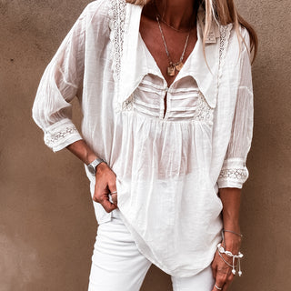 Vintage white sheer collar Blouse *NEW*