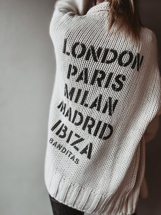Cream / black Cities Cardigan *NEW*