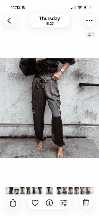 GUNMETAL GREY Satin Cargo joggers *NEW*