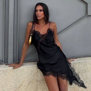 Black Lia Lace asymmetric cami dress *NEW*