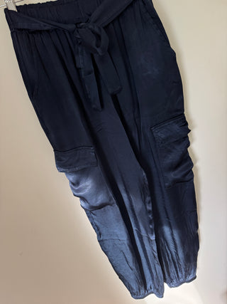 Navy Satin cargo joggers *NEW*