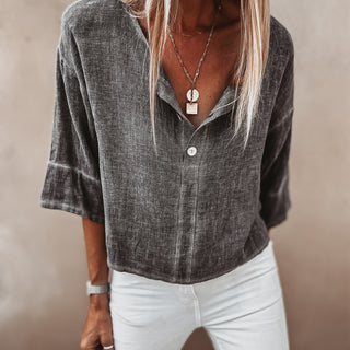 Loli Washed GREY linen blouse *NEW*