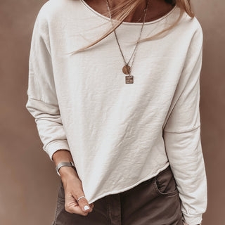 Maeve slightly cropped vintage white sweatshirt *relaxed style*