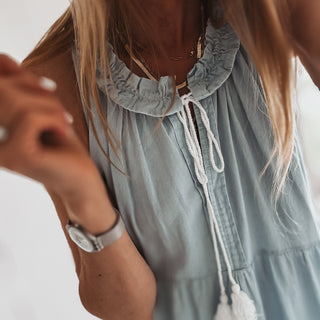 Light denim blue ruffle dress *NEW*