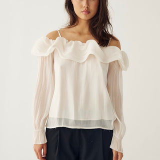 Vintage white Miyu ruffle sheer top *NEW*