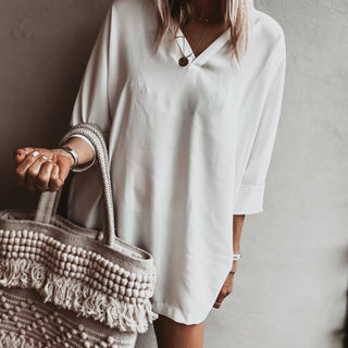 Ithaca VINTAGE WHITE V neck tunic