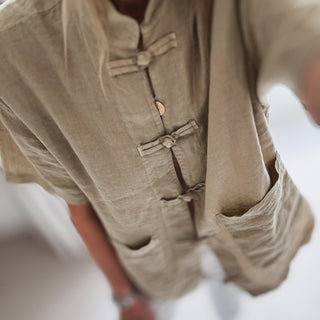 Light olive Duna linen mandarin blazer  *NEW*