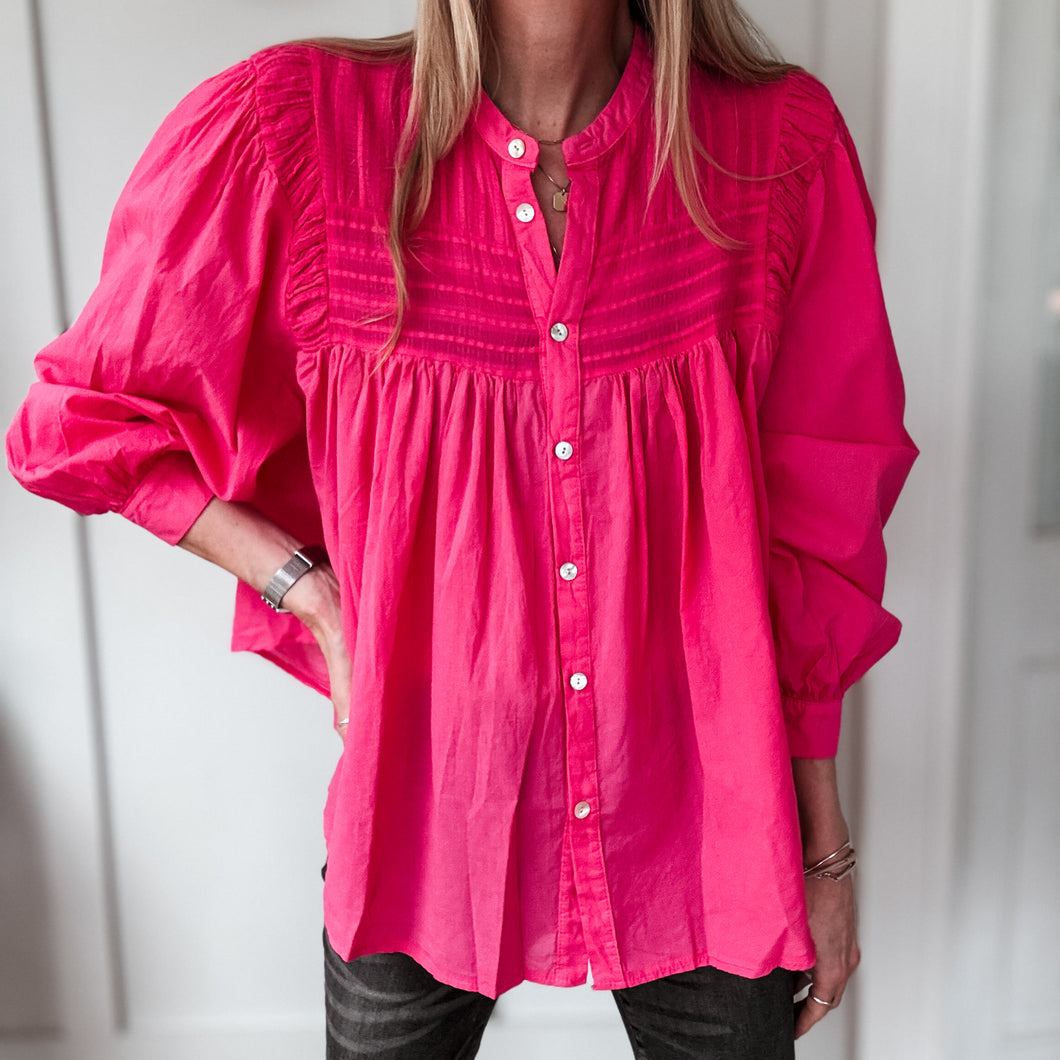 Hot pink Pennie pleated blouse *NEW*