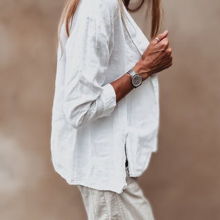 WHITE relaxed linen blazer with pockets  *NEW*
