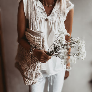 Roma VINTAGE WHITE Broderie Anglais short frill sleeve blouse   *NEW*