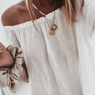 Lottie linen off shoulder white dress *NEW*