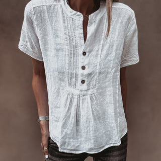 White Scarlet smocked white linen blouse