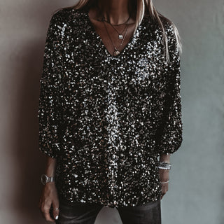 Relaxed Black Sequin top *NEW*