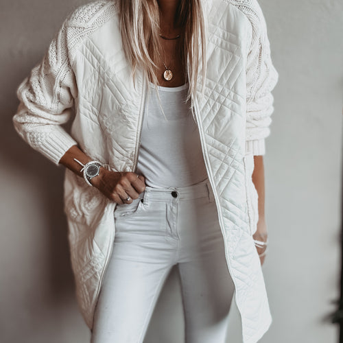 Tabitha quilted VINTAGE WHITE long jacket