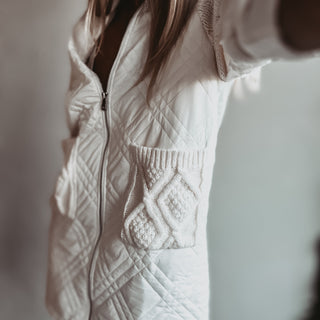 Tabitha quilted VINTAGE WHITE long jacket