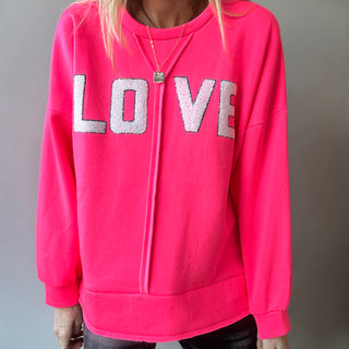 LOVE neon pink sweatshirt *NEW*