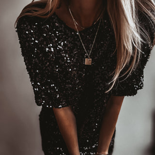 Relaxed Black Sequin dress *NEW*