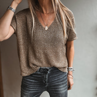 Gold sparkle knitted tee