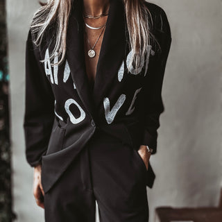 FAITH HOPE LOVE graffiti black blazer