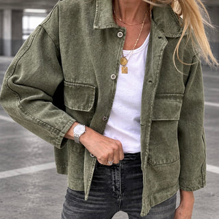 Washed olive denim jacket *NEW*