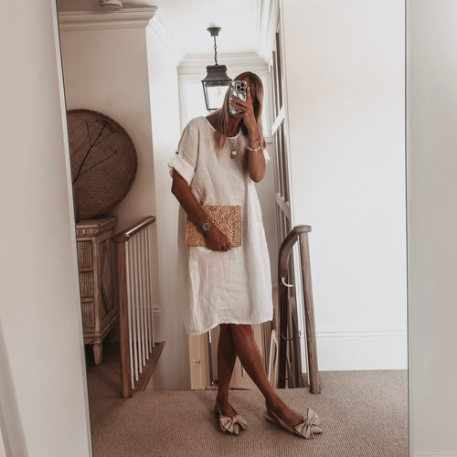 Lillie linen relaxed white linen dress *NEW*