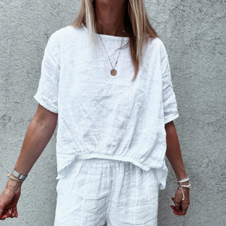 WHITE Lima linen top