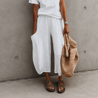 WHITE Lora linen joggers *NEW*