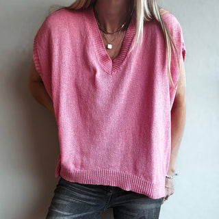 Patia PINK knitted V tank *NEW*