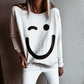 VINTAGE WHITE Smiley sweatshirt *relaxed style* NEW