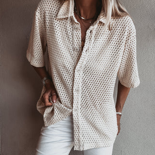 Elma CREAM crochet blouse