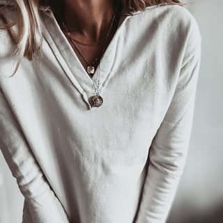 BEIGE Whisper v neck collar sweatshirt *NEW*