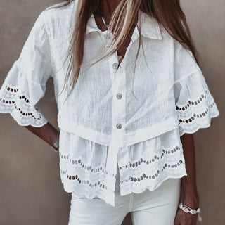 Lola White linen shirt with cotton lace *NEW*