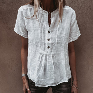 White Scarlet smocked white linen blouse