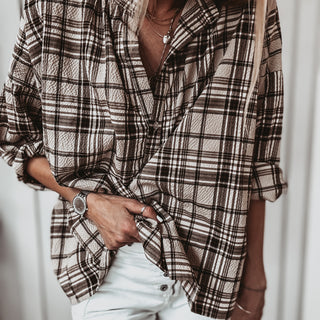 Brown Boyfriend check shirt *NEW*
