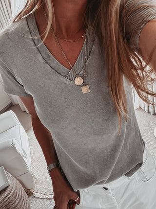 Vila V neck ribbed tee  *NEW*