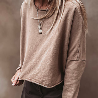 Maeve slightly cropped SAND sweatshirt *relaxed style*