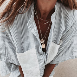 Tana linen blue & white blouse *NEW*