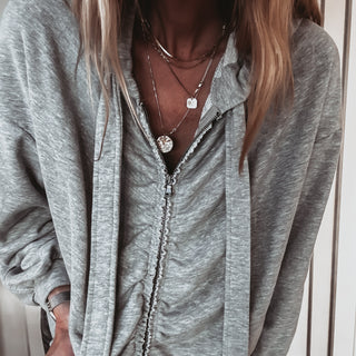 Grey ruffle Irene hoody  *NEW*
