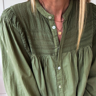 Khaki Pennie pleated blouse *NEW*