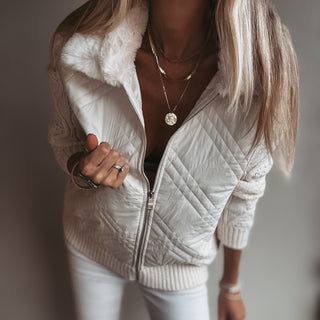 Tessa quilted VINTAGE WHITE bomber