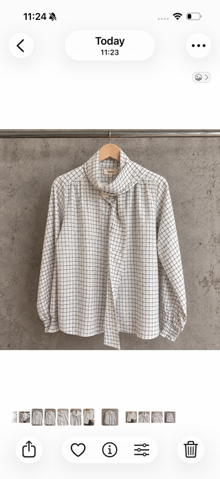Chia White checked asymmetric bow blouse *NEW*