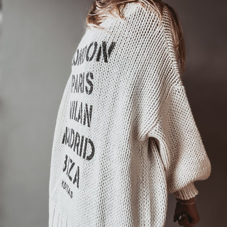 Cream / black Cities Cardigan *NEW*