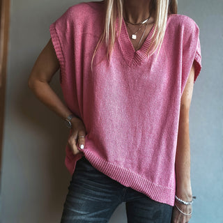 Patia PINK knitted V tank *NEW*